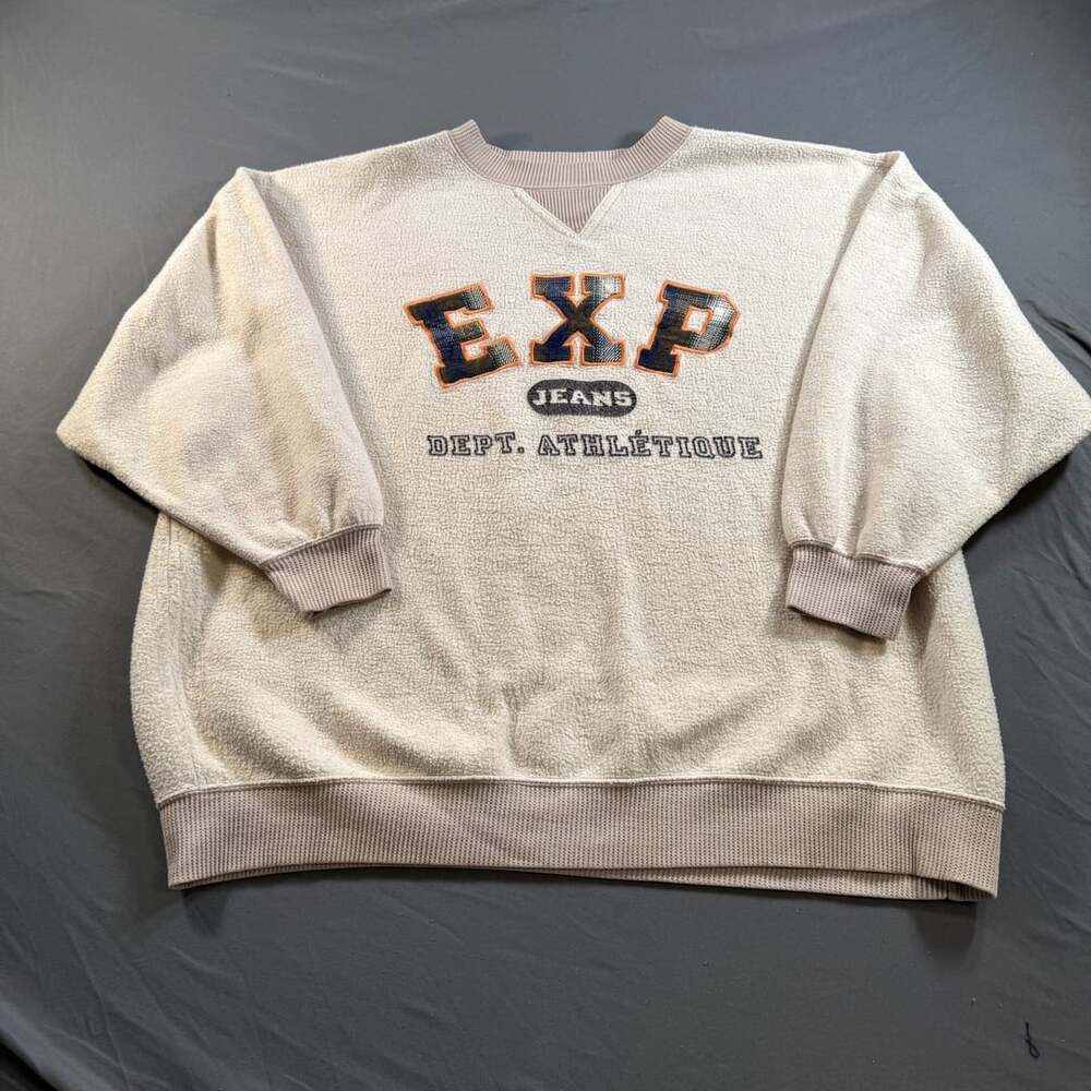 Y2K Vintage Express Jeans EXP Dept Athletique Textured Sweatshirt Men M Pullover